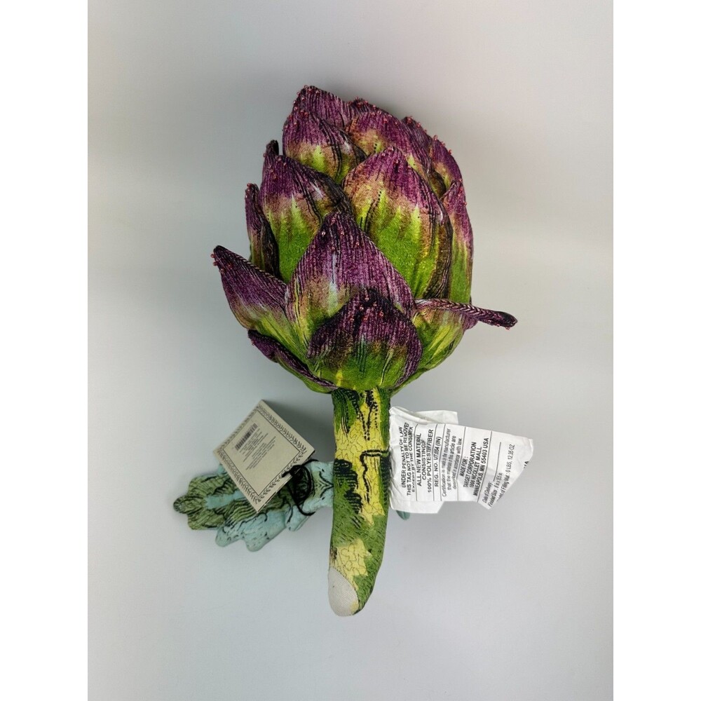 John Derian Artichoke Pillow Purple Green Leaves Accent 8" x 15" New Tags - Picture 2 of 11